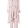 31zS-KpL05L.jpg Women's Mother of The Bride Pant Suits 3 Pieces Chiffon Outfit Sets for Wedding Pant Suit with Jacket