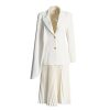 Women's Skirt Suit Summer Long Sleeve Casual Blazer Slim Pleated Skirt 2 Piece Set for Women