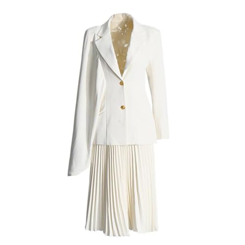 Women's Skirt Suit Summer Long Sleeve Casual Blazer Slim Pleated Skirt 2 Piece Set for Women