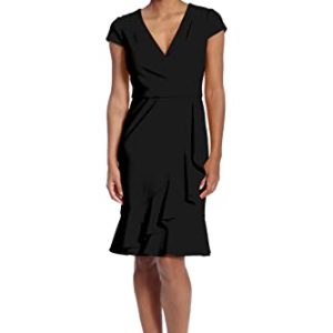 31ztGCjZf0L.jpg Women's Dresses Feminine Ageless Surplice V-Neck Faux Wrap Ruffle Dress Office Event Shower Guest of