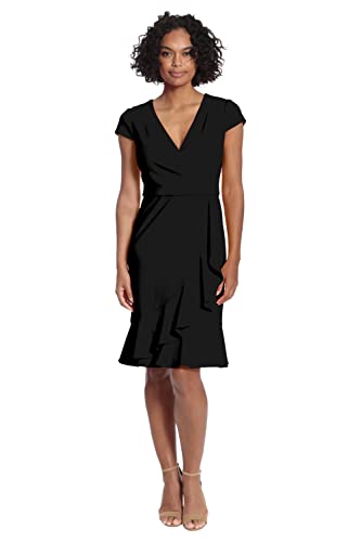 31ztGCjZf0L.jpg Women's Dresses Feminine Ageless Surplice V-Neck Faux Wrap Ruffle Dress Office Event Shower Guest of