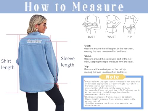 41-HJhWZ5qL.jpg Women's Spring Long Sleeve Denim Jean Shirts Button Down Shirt Business Casual Tops