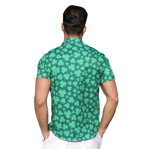 41-ivxSAjkL.jpg Mens St. Patrick's Day Shirt Hawaiian Shirts for Women Irish Clover Printed Casual Short Sleeve Button Beach Top Costume