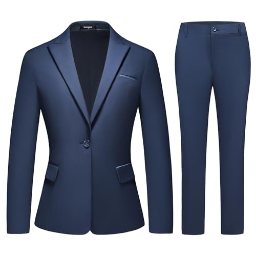 Womens Suit 2 Piece Set Business One Button Peak Lapel Blazer Jacket with Pants for Office Ladies