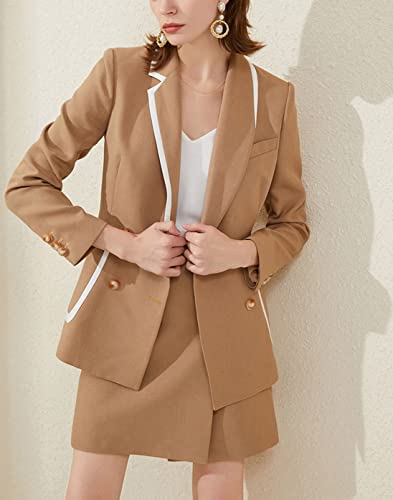 410BxCGZruL.jpg Suits for Women Business 2 Pieces Office Formal Wear Skirt Suits Set Patchwork Blazer&Skirt