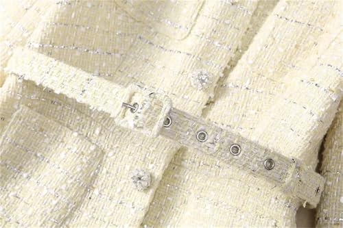 410HFQpDTVL.jpg Women Suit Long-Sleeved Single-Breasted Lace-Up Slim Tops Pleated Skirt Two Piece Set