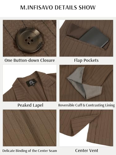 411Jc4hT6aL.jpg Women's Casual Blazer for Work Office Loose Lapel Collar Stripe Open Front Stretch Dressy Business Jacket Suit