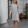 411rsSji7VL.jpg Women's Long Sleeve Tweed Mini Dress Business Work Short Dress Elegant Cute Party Dresses