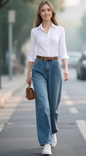 412dxar0L.jpg Womens Dress Shirts Long Sleeve Button Down Shirt Work Wear