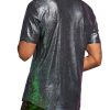 412oJ2gj47L.jpg Men's 70s Sparkly Disco Top Crocodile Pattern Metallic Rave Button Down Shirt Short Sleeve Party T Shirt