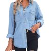 412oo1bJosL.jpg Women's Spring Long Sleeve Denim Jean Shirts Button Down Shirt Business Casual Tops