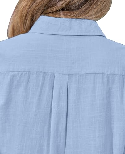 413E1xnt3SL.jpg Womens Button Down Shirt Linen Button Up Shirts for Women Long Sleeve Summer Shirt Collared Blouse Linen Tops