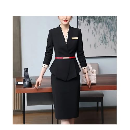 413XMY4TBVL.jpg Women Business Interview Suit Blazers Skirt Set Professional Office Work Wear Career Two Piece Outfit