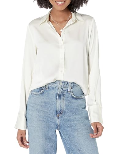 4145GBJ5tBL.jpg Women's Regular-Fit Satin Button Down Blouse (Available in Plus Size)