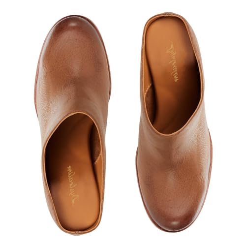 414obRr92rL.jpg Women High Chunky Stacked Heel Mules Round Closed Toe Heeled Sandals Slip On 3 Inch Block Heels Suede Backless Booties Burnished