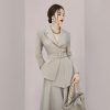 Women's Skirt Suit Spring Autumn Belted Long Sleeve Blazer Loose Casual Skirt 2 Piece Set for Women