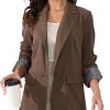 415Cy9jelUL.jpg Women's Casual Blazer for Work Office Loose Lapel Collar Stripe Open Front Stretch Dressy Business Jacket Suit