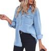 416AeuSl7QL.jpg Women's Spring Long Sleeve Denim Jean Shirts Button Down Shirt Business Casual Tops