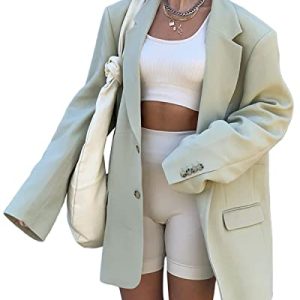 416eENsxnVL.jpg Women Casual Elegant Long Sleeve Oversized Lapel Blazers Open Front Solid Work Office Jacket Blazer