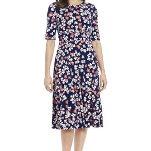 418B9Wm8pqL.jpg Women's Inset Waist Midi Short Sleeve