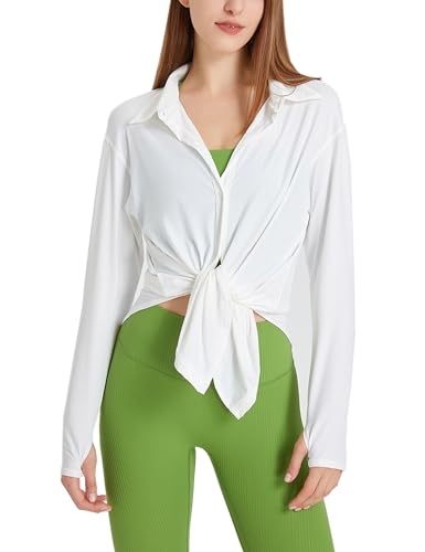 418VcbuE0L.jpg Women's UPF 50+ UV Sun Protection Long Sleeve Shirt Button-Down Shirt Yoga High Stretch Sport Blouses
