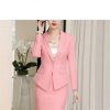 418mbuu4VfL.jpg Women Pink Business Suit Long Sleeve Blazers Skirt Office Work Wear Elegant Career Two Piece Set
