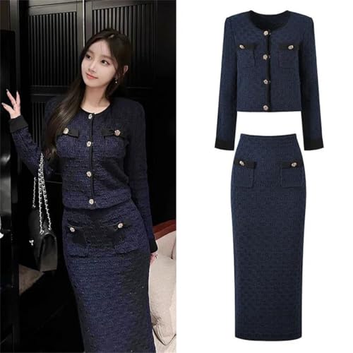 418w3lrVdLL.jpg Women Spring Cardigans Pencil Skirts Suits Long Sleeve Sweater Jumpers Knitted 2 Piece Sets