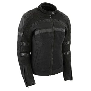 MPL2775 Black Armored Textile Motorcycle Jacket for Women - All Season Jacket w/Removable Liner
