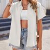 41A3UEz7ZzL.jpg Womens Button Down Shirts Casual Short Sleeve Dress Shirt Textured Collared Summer Work Blouse