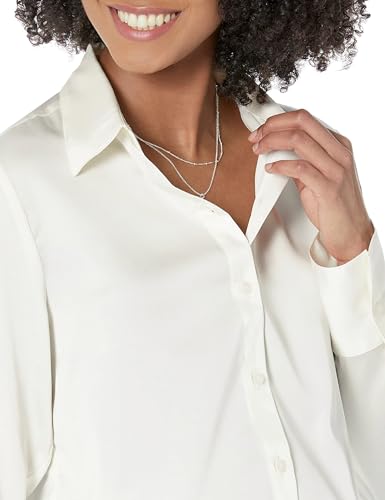 41BFNfIFbbL.jpg Women's Regular-Fit Satin Button Down Blouse (Available in Plus Size)