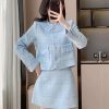 41BmaQGCkZL.jpg Women Fashion Small Fragrant Tweed Two Piece Set Jacket Coat Mini Skirt Suit French Elegant 2 Piece Outfits