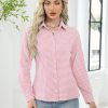 Womens Long Sleeve Button Down Shirts Casual Loose Fit Cotton Collared Blouses