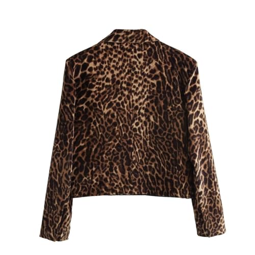 41Cft-HiDL.jpg Women's Leopard Suit Casual Peak Lapel Jacket and Skirt Two Pieces Set