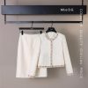 Women's French Long-Sleeved Short Jacket Skirt 2-Piece Temperament Outfits Heavy Skirt Set
