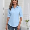 41CkVg0-nOL.jpg Womens Button Down Shirts 3/4 Sleeve Dress Blouses Business Casual Collared Oxford Tops