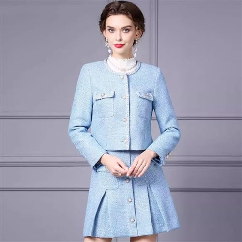 41D6dKiiqsL.jpg Women Suit Long-Sleeved Single-Breasted Jacket Top Short Skirt 2 Piece Set