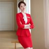 41G2Dqcaa7L.jpg Women's Solid Color V-Neck Single Button Slim Fit Short Suit Jacket Skirt Two-Piece Suit