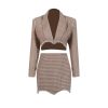 Women's Skirt Suit Spring Summer Cropped Casual Blazer High Waist Skirt 2 Piece Set for Women