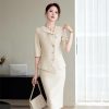 41Gz9ecvEHL.jpg Women's Spring and Summer Solid Single-Breasted Half-Sleeved Slim Suit Jacket and Skirt Two-Piece Set