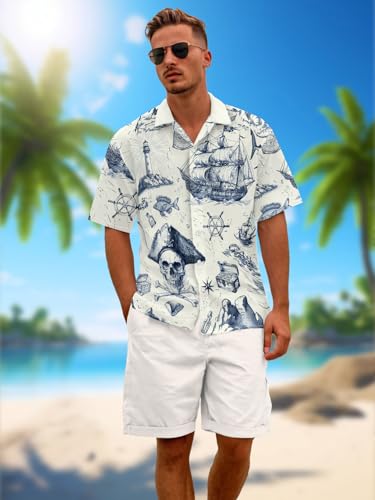 41HC-VOT42L.jpg Funny Hawaiian Shirts for Men Summer Beach Short Sleeve Button Down Shirt Theme Party Shirt