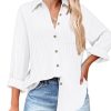41HZVlPN6L.jpg Womens Button Down Shirts Casual Long Sleeve Blouses V Neck Dress Shirt Textured Collared Work Tops with Pocket