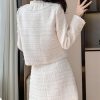 41Jou60ZvxL.jpg Women Fashion Small Fragrant Tweed Two Piece Set Jacket Coat Mini Skirt Suit French Elegant 2 Piece Outfits