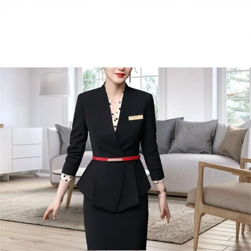 41JrOfQbH4L.jpg Women Business Interview Suit Blazers Skirt Set Professional Office Work Wear Career Two Piece Outfit