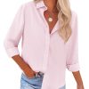 41KMuefiuNL.jpg Button Down Shirts for Women Oxford Shirt Cotton Dress Shirts Collared Long Sleeve Wrinkle Free Blouse Tops