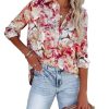 Blouses for Women Aesthetic Button Down Shirts Long Sleeve Dressy Casual Floral Tops Fall Outfits for Women 2025 Trendy