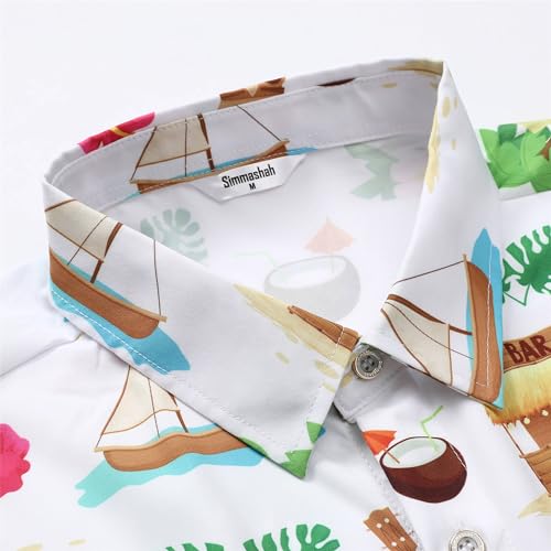 41Kf0sWGMcL.jpg Mens Hawaiian Shirt, Short Sleeves Button Down Beach Clothing, Unisex Summer Flamingos Casual Aloha Floral Shirts