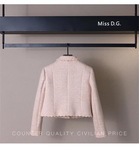 Women's Pink High-End Commuter Skirt Set Long-Sleeved Lapel Short Coat Skirt Two-Piece Set