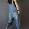 41LqKyw4jL.jpg Women Casual Loose Cropped Denim Jumpsuits Rompers Jeans Overalls Distressed Ripped Fringed/Pockets P49