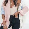 41MKkXSFscL.jpg Womens Color Block Button Down Shirts Long Sleeve Oversized Boyfriend Blouses Tops