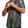 41MW7WK008L.jpg Men's 70s Sparkly Disco Top Crocodile Pattern Metallic Rave Button Down Shirt Short Sleeve Party T Shirt
